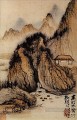 Shitao la fuente en el hueco de la roca 1707 chino antiguo